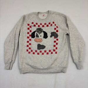 Vintage Sunbelt Sportswear Cow Graphic Sweatshirt Gray Raglan XL Carol Steiger
